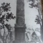 Historisches Bild des rund 10m hohen Obelisk als Schillerdenkmal in Helme / Helmet